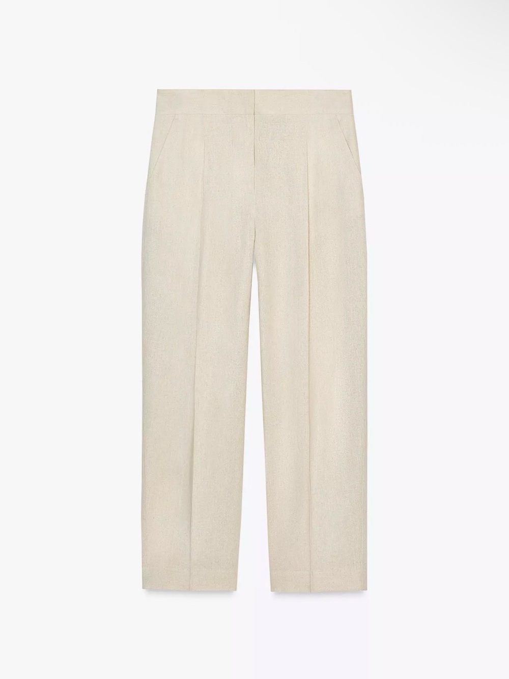 Zara Cream High-Waist Tailored Trousers